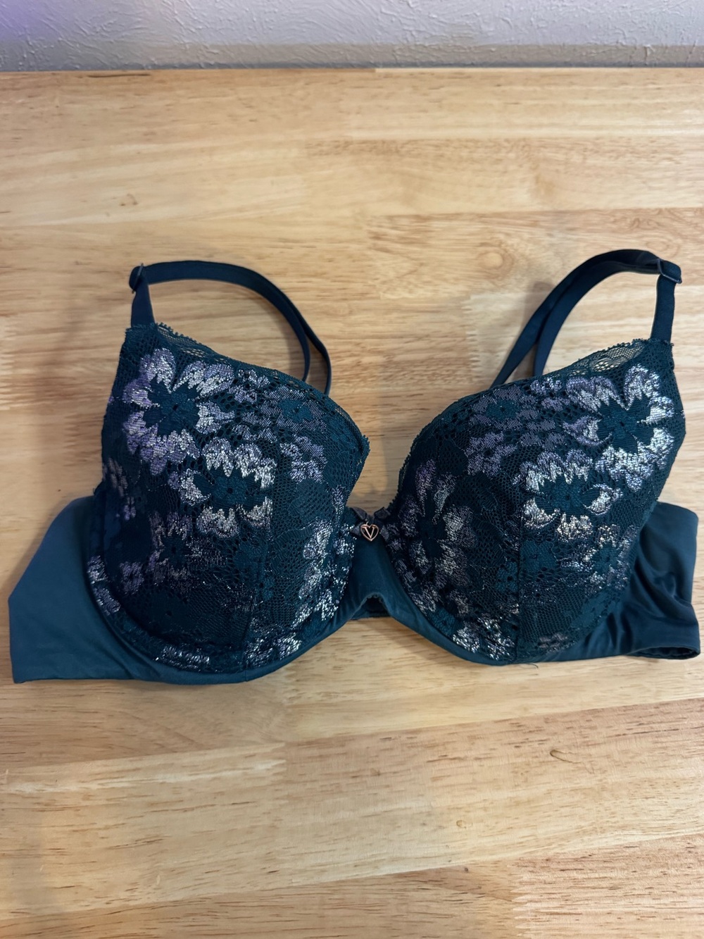 Victorias Secret Teal Floral Lined Demi Bra